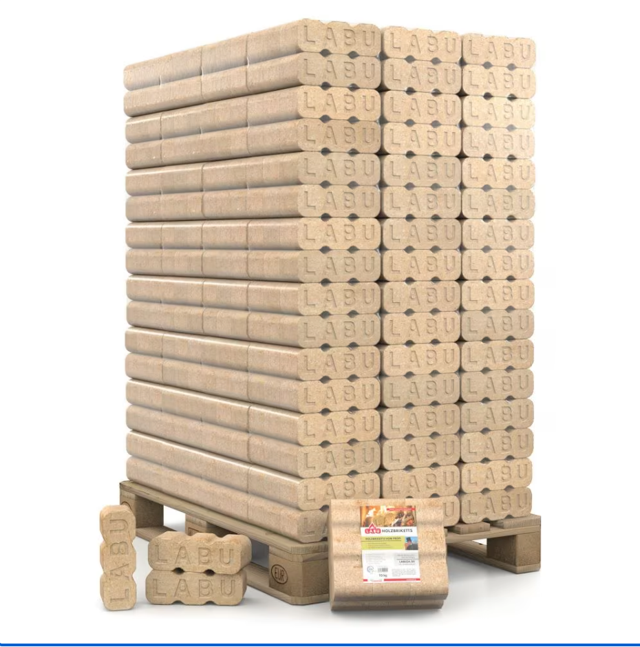 Labu Holzbriketts – ideal für Kamin, Ofen & Heizung Inkl. Lieferung Deutschlandweit