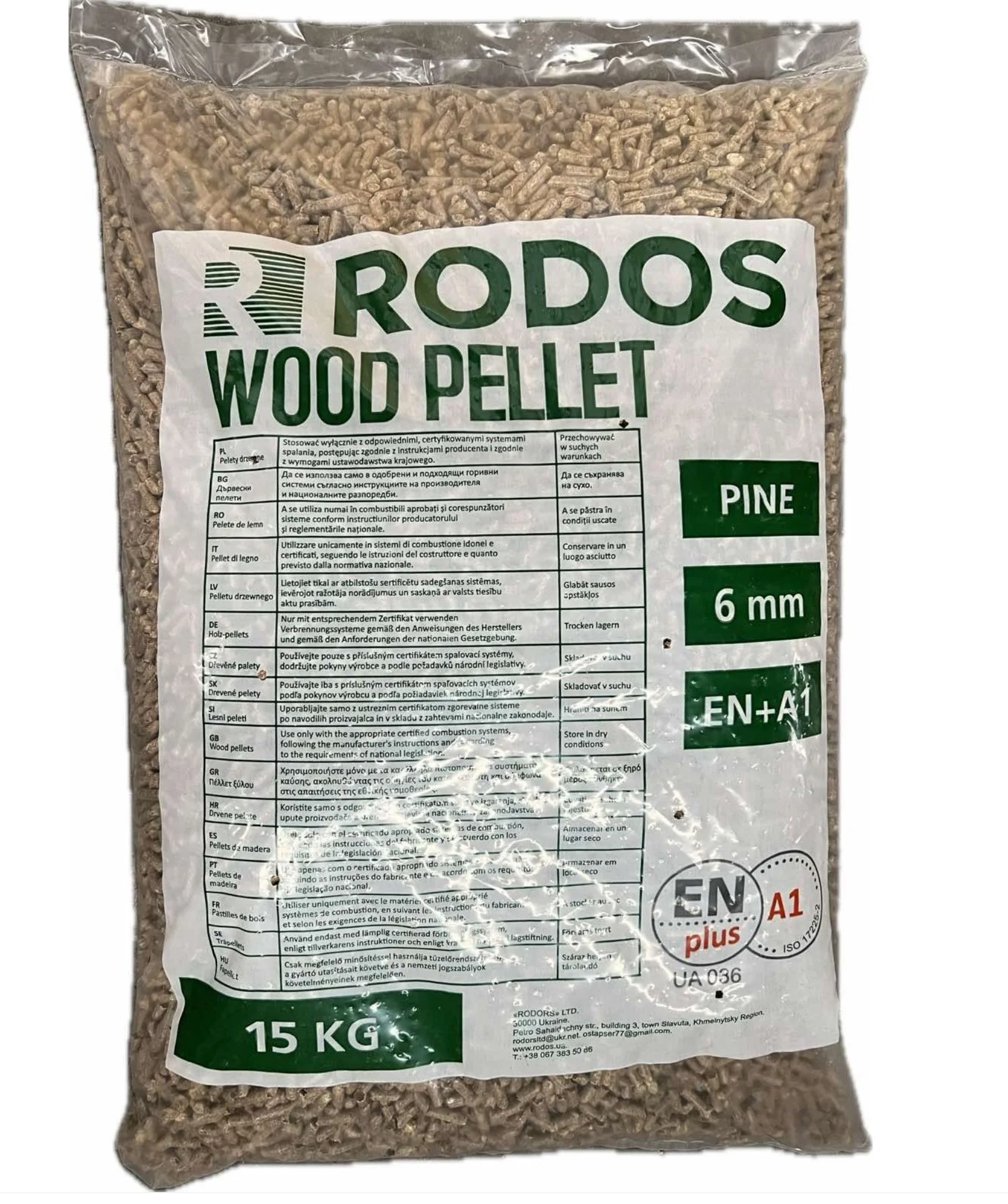 "Rodos" Holzpellets Pellets ENplus A1 Palette 1050kg/ 70 Säcke / 357,14€/t kostenloser Versand