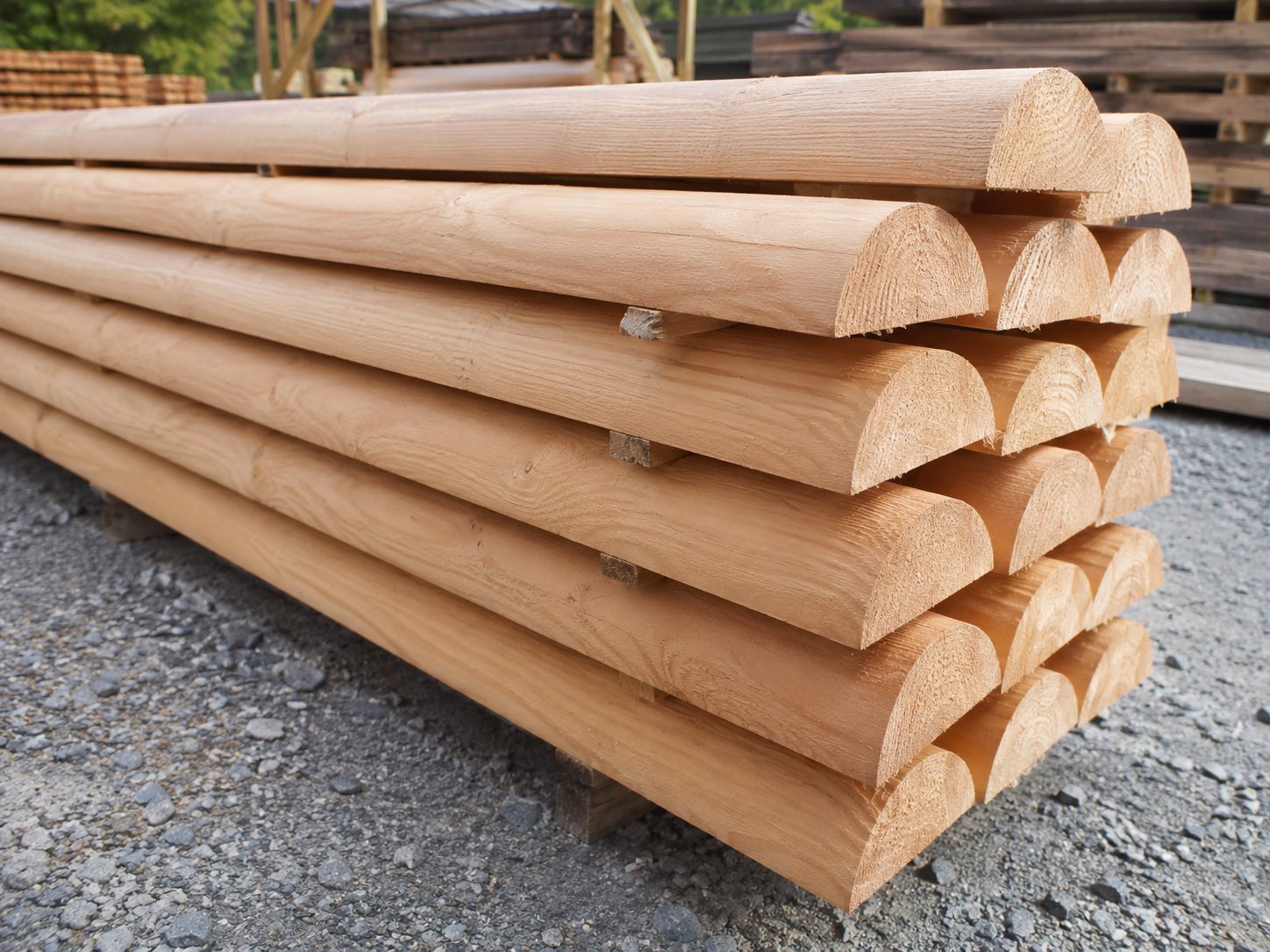 Zaunriegel halbrund aus europäischer Lärche – 8 x 300 cm