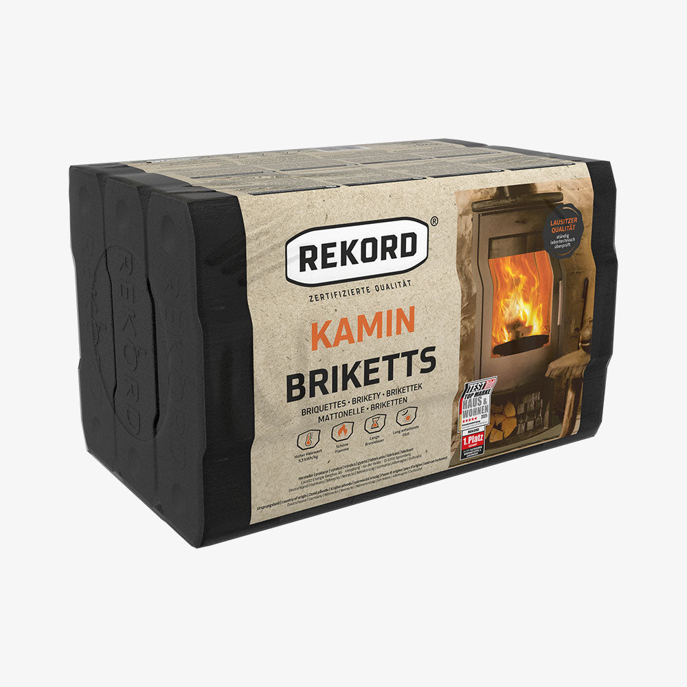 REKORD 10 kg Braunkohlebriketts Rabatt ab 2 Paletten (90 x 10 kg)
